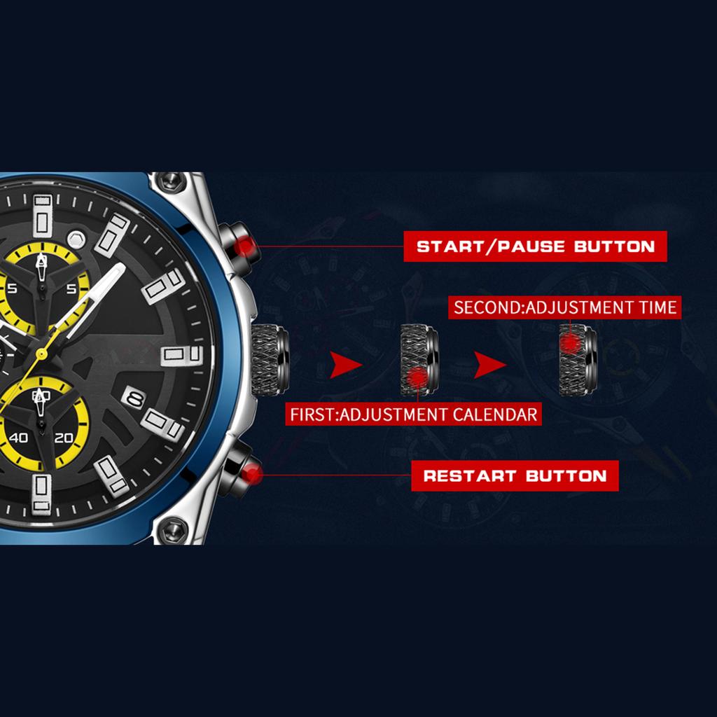 MEGIR 2144 Men s Watch Multifunctional Chronograph Watch Fashionable Quartz Dress Wristwatch 3ATM Waterproof Sports