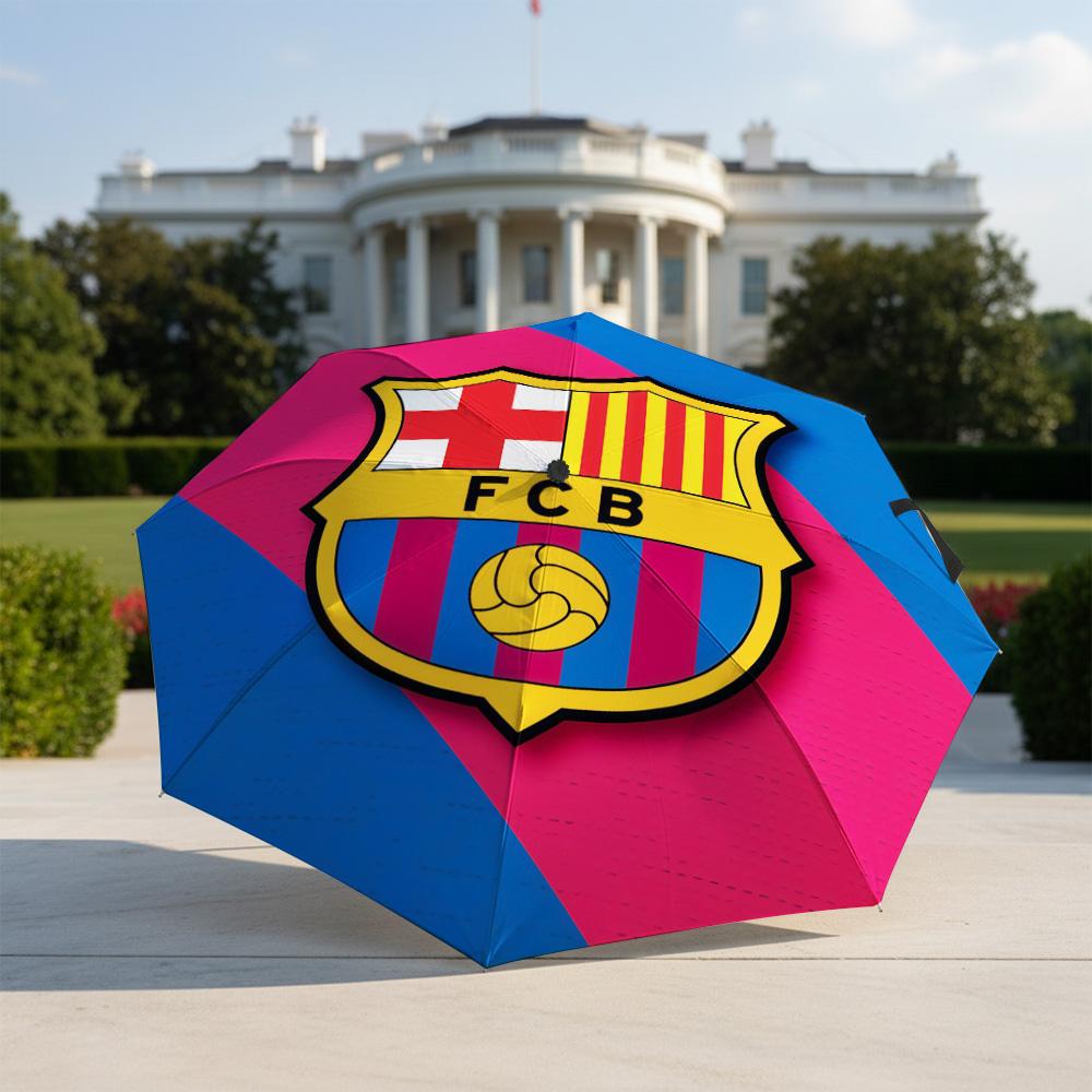 1 PC Automatic Folding Umbrella-Barcelona Football Club Pattern, Portable & Foldable Design with 8 Ribs, Christmas Birthday Gifts