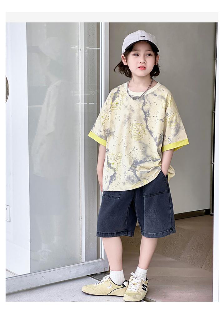 Boys' Short Sleeved T-shirt Set Summer Clothes 2026 New Children's Two-piece Set Summer Mid To Large Children's Short Sleeved Top Trend