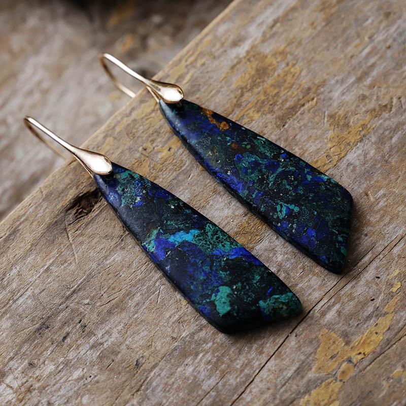 Bohemian Emperor Stone Geometric Pendant Earrings Popular Natural Stone Jewelry