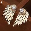 Women Retro Gothic Cool Jewelry Angel Wing Rhinestone Ear Jacket Earrings