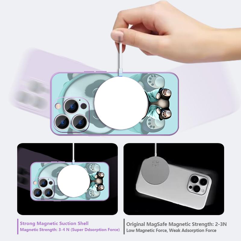Blue Coat Panda Pattern Case For iPhone 17 Pro Max Magnetic For Magsafe Silicone Cover For iPhone 16 Pro Max Funda iPhone 15 14 13 12 11 16E Air