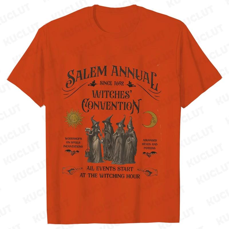 Salem Witch TShirts for Women Vintage Funny Halloween T Shirts Short Sleeve Loose Trendy Spooky Season Graphic Tees Retro Tops
