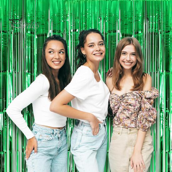 4st regngardin Lätt återanvändbar glänsande fransbakgrund Gardiner för fester födelsedagar firande