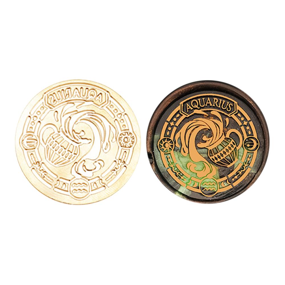 Twelve Constellations Seal Copper Head Classic Vintage Stamps Print Head DIY Manual Account Invitation Envelope for Wedding Card