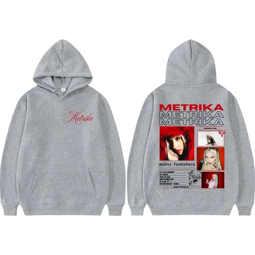Rapper Metrika Graphic Print Hoodie Fashion Y2k Men's Women Hip-hop Retro Cotton Warm Sweatshirt Loose Oversized Coat