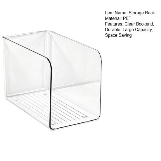 huaqianguhh Vertical Storage Rack, Large Capacity Clear PET Organizer, Durable Bookend Desk Box, for Book Documents Magazines