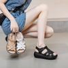 Mode GKTINOO Mode Handgefertigte Damen Sandalen 2025 Sommerschuhe Echtes Leder Keilsandalen Damen Peep Toe Lässige Plateau-Sandalen