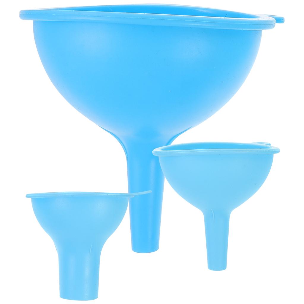 3Pcs Silicone Kitchen Funnel Set Wide Mouth Bottle Filling Funnel for Oil Sauce Wine Easy Transfer Reusable Cooking Utensil