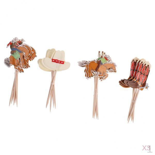 

3 x 24 Pieces Cowboy Cupcake Picks Party Decoration