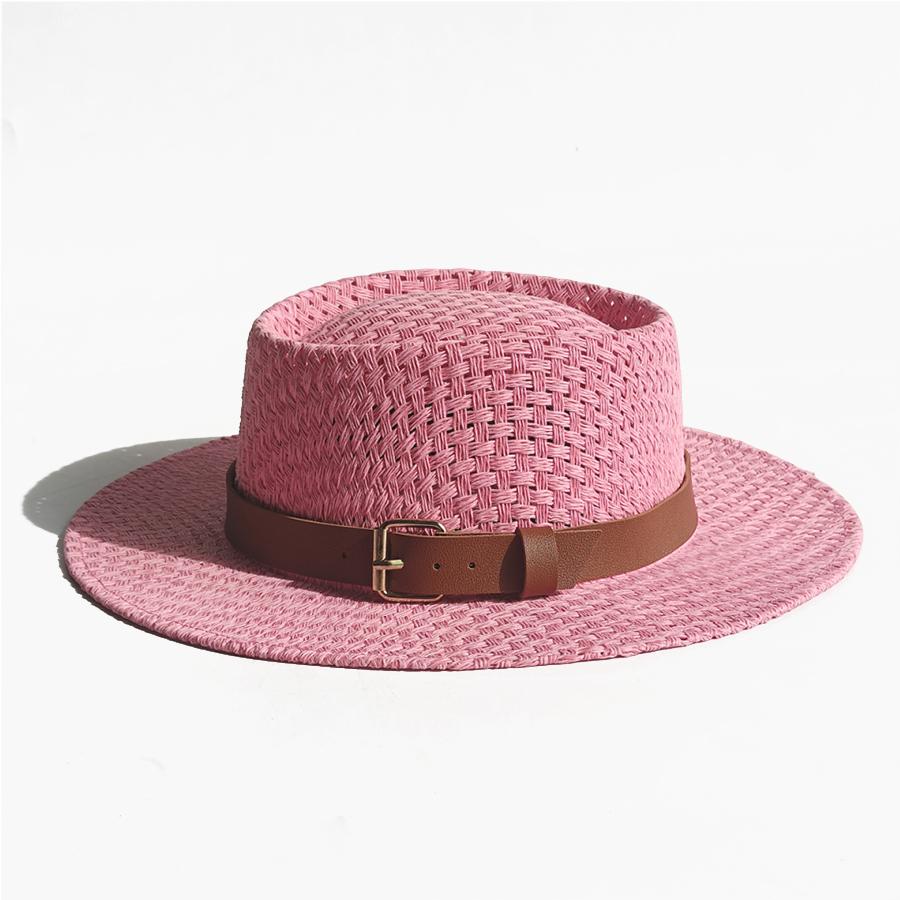 New Straw Boater Summer Sun Hat Wide Brim Fedora Panama Summer Beach Hat for Women Men Sun Hat Vacation Holiday Chapeau Femme