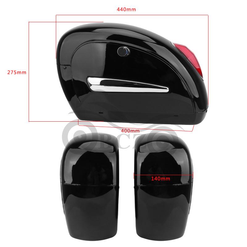 Black Small Pannier with Lights for Harley Cruiser Prince Motorcycle