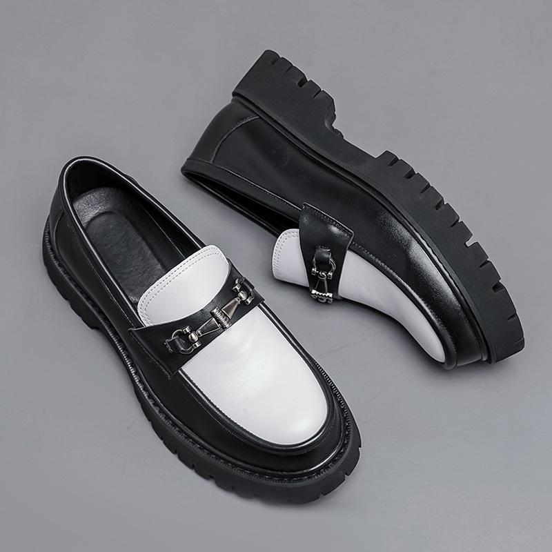 Herren Übergröße Colorblock Leder Formelle & Freizeitliche Slipper mit dicker Sohle