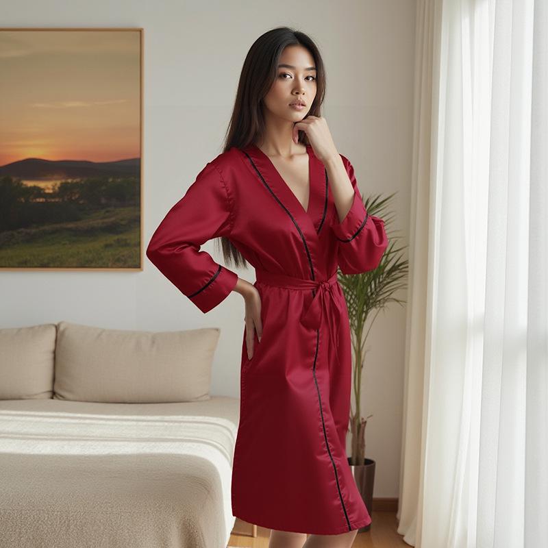 Satin Cotton Plus Size Women's Pajamas - Spring/Summer Long Sleeve & Pants