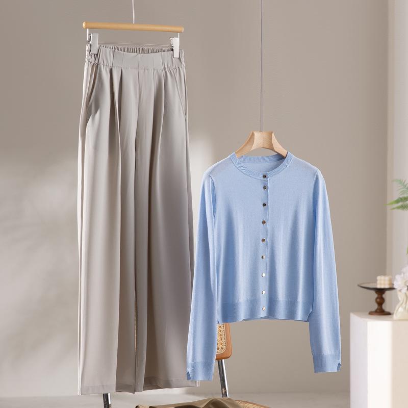 Urban Tencel Acetate Wool Elastic-Waist Wide-Leg Pants - Lazy Style