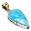 Natural Republic Larimar Gemstone 925 Solid Sterling Silver Gift Pendant 2" Y5s95