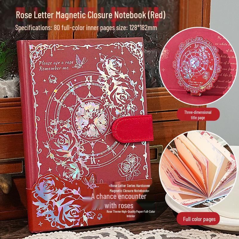 Retro Notatnik Rose Art B6 z Magnetycznym Zapięciem i Hot Stampingiem