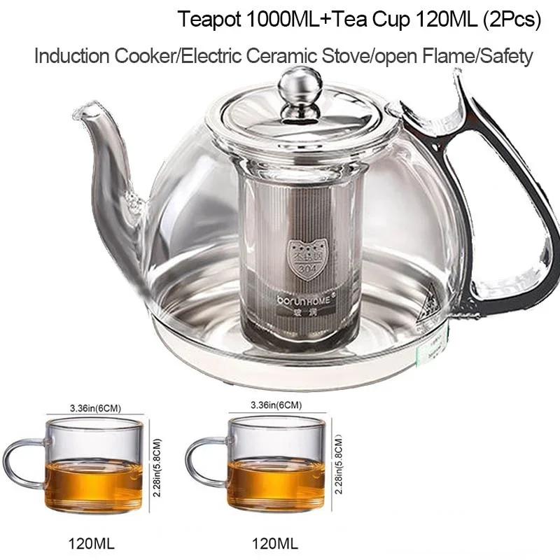 Tetera de Vidrio Resistente al Calor para Cocina de Inducción Horno Electromagnético Olla con Filtro Multifuncional Hervidor para Estufa de Gas Juego de Té