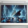 2D RMS Titanic Banner, Historical Ship Disaster Scene with Lifeboats