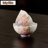 80ml Hand-painted Butterfly Orchid Flower Boutique Tea Bowl Single Cups Tea-tasting Meditation Cup Chazhan Master Cups Tea Items