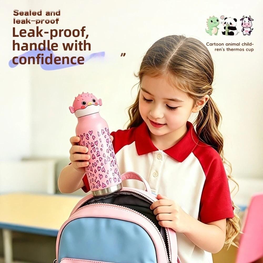 Cartoon Animal Shapes Insulated Water Bottle 400ml Vacuum Insulated Bottle for Daily Use