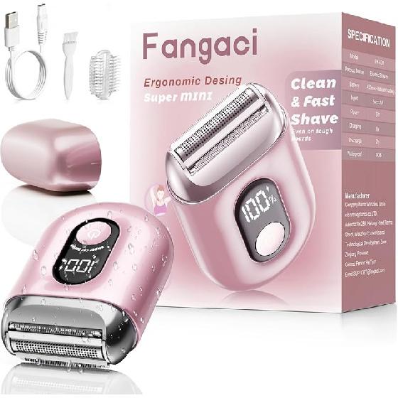Electric Foil Shavers for Men: Mini Electric Razor with Big LED Display & 3 Floating Blades - IPX7 Waterproof Wet Dry Face Razor, USB Type C (Black розовый