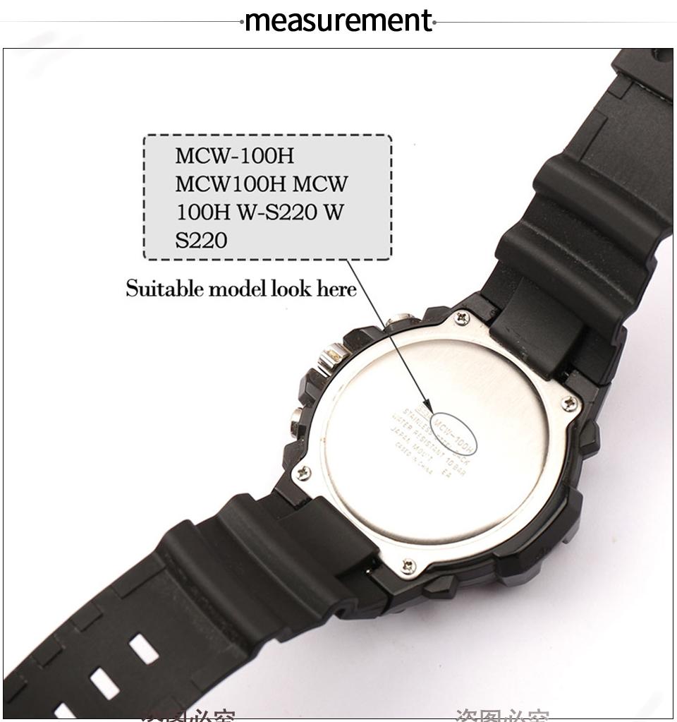 Resin Strap Suitable For Casio MCW-100H W-S220 HDD-S100 AE2000W 16mm Men's Sports Waterproof Watchband Watch Accessories
