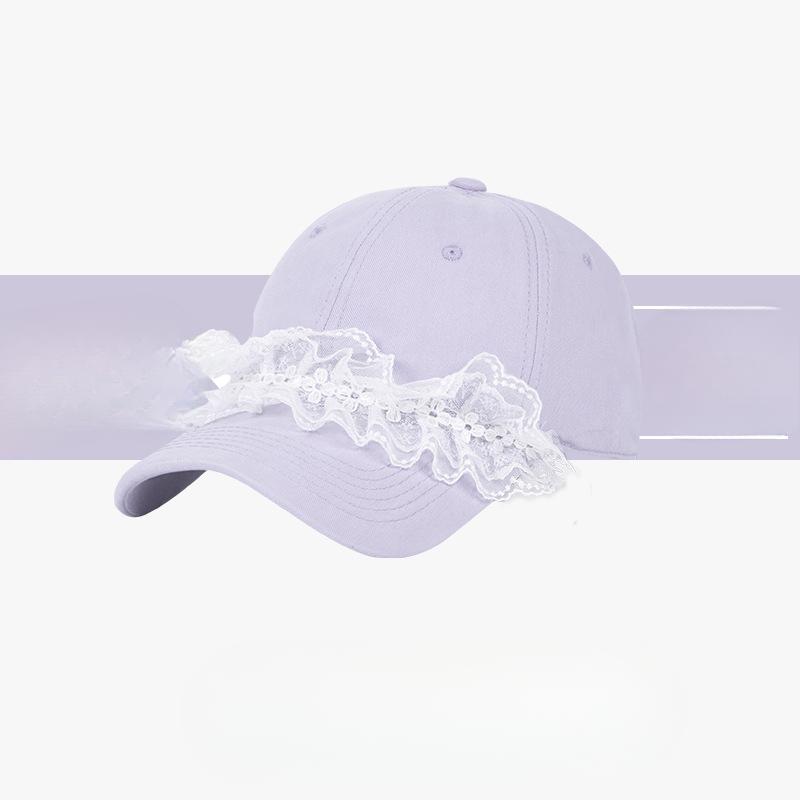 Niche Design Sweet and Cool Lace Baseball Cap Girl Sweet and Cute Original Texture Showing Face Little Girl Baseball Cap
