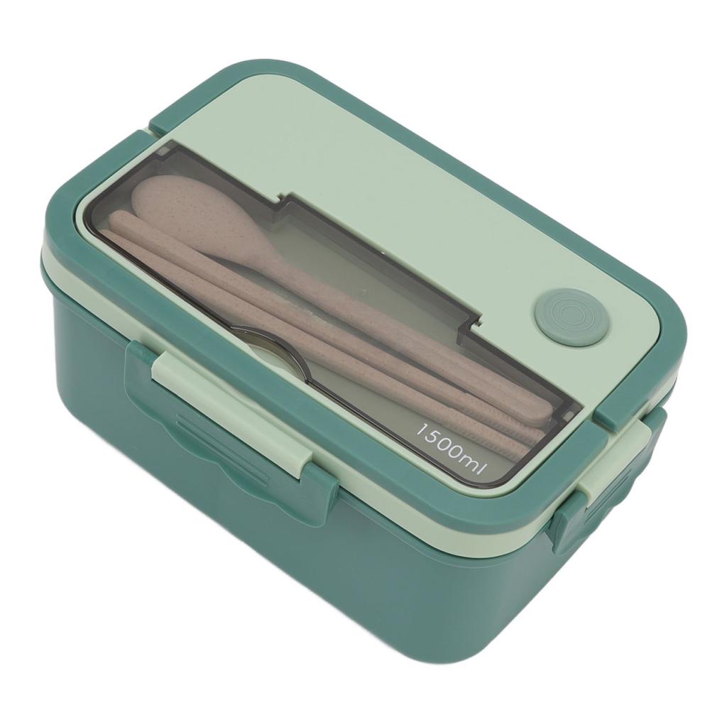 1500ml Lunchbox Hitzebeständige Plastik Bento Box Tragbare Lunchbehälter mit Essstäbchen Löffel für Studenten
