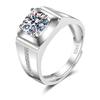 925 Sterling Silver Rings for Men Shining Crystal Adjustable Size Fashion Gifts Engagement Wedding High Quality Jewelry