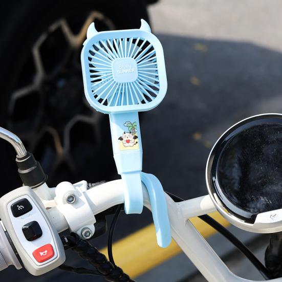Mini Cooling Fan with Flexible Long Handle 3 Speed USB Rechargeable Devil Horn Handheld Desk Fan Portable Travel Outdoor Personal Fan