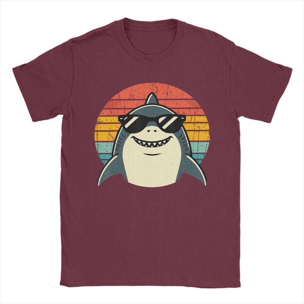 Shark with Sunglasses Animal Sharks Unisexs T Shirt Novelty Tee Shirt Short Sleeve Round Collar TShirts Cotton Printed Clothes