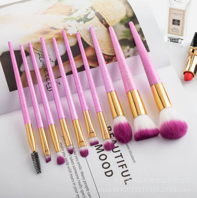 New 10 gradual change powder makeup brush gradual change color matte set brush handle beauty tool set