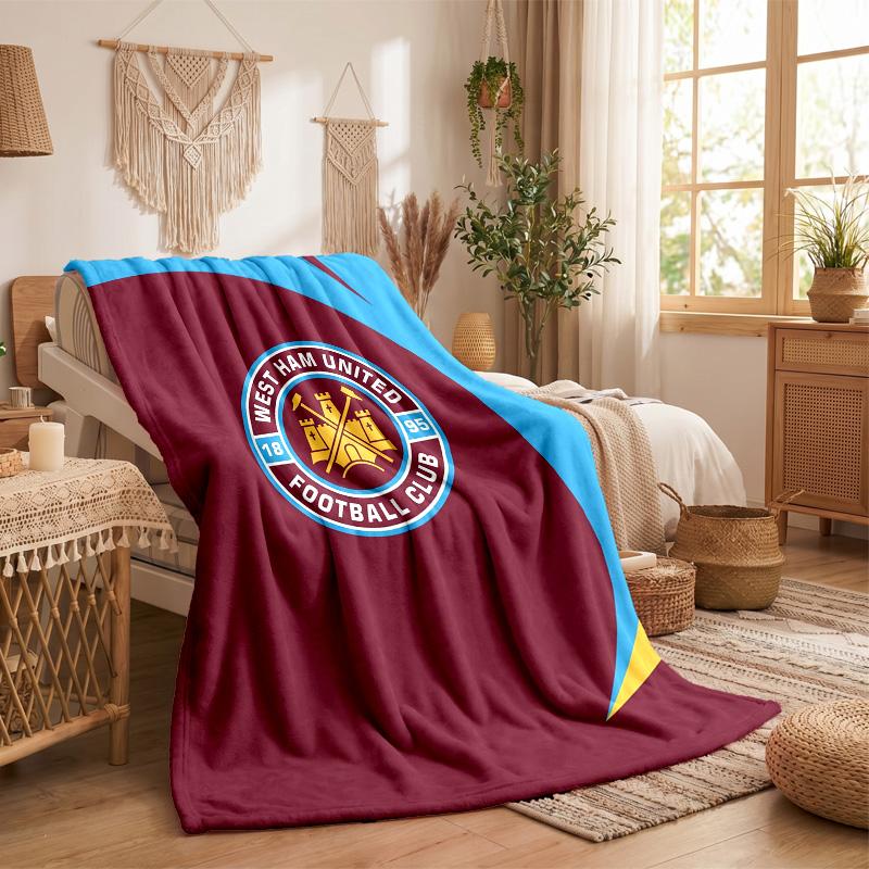 Coperta in Flanella con Stampa West Ham United Calcio Morbida Calda Coperta da Divano Letto per Casa Ufficio Camera da Letto