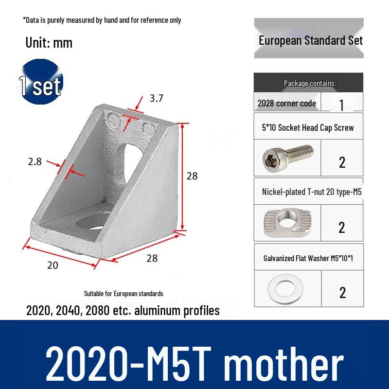 Aluminum 90° Corner Bracket Connector for 4040/2020/3030 Profiles