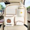 Cartoon Car Back Seat Organizer Fabric Multifunctional Large Capacity Cute Car Trash Bin Tissue Box