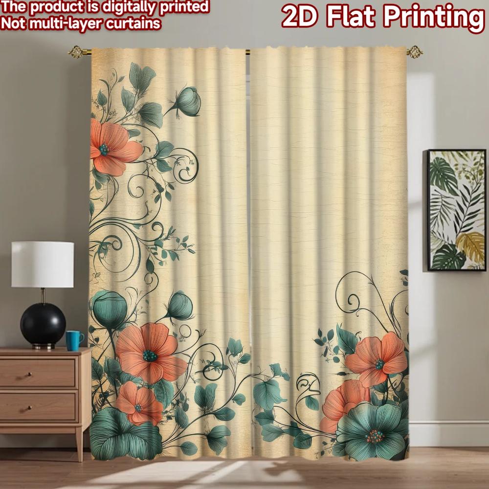 2D flat Photography Backdrop Tapestry Floral Vintage Design 100% Polyester Festive Holiday Perfect for Bedroom wall