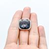 Cushion Cut Smoky Quartz Ring: Sterling Silver Unisex Band