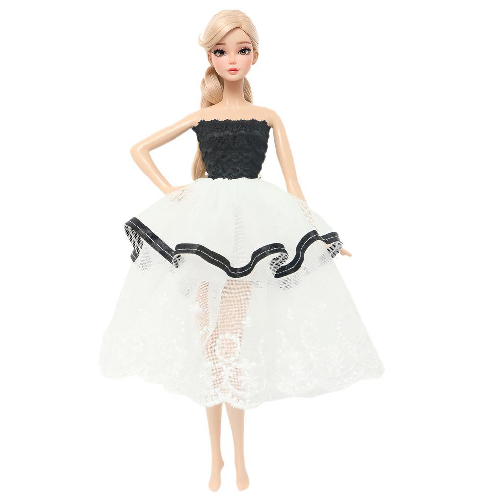 5 Pcs/Set Fashion Doll Clothes for 11.5'' Girl Doll Shiny Sequin Mini Gown Dinner Party Wear Clothes Lace Skirt 30cm Doll Accessories Kids Toy Gift