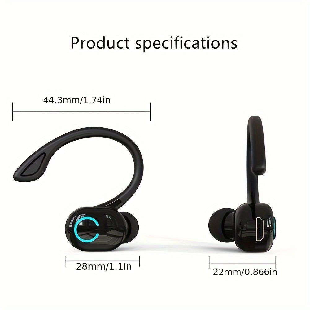 New 1PC Bluetooth Earhook Headset with Mic Noise Cancelling, Rechargeable Battery, Volume Control, for Business, Ideal for IPhone, SamSung, Android