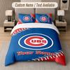 Custom Bedding Set Chicago Cubs Pattern, Print Name Text 1 Duvet Cover plus 2 Pillowcases Home Textile