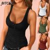 Women's Fashion Casual Solid Color Print Sleeveless U Neck Blouses & Shirts