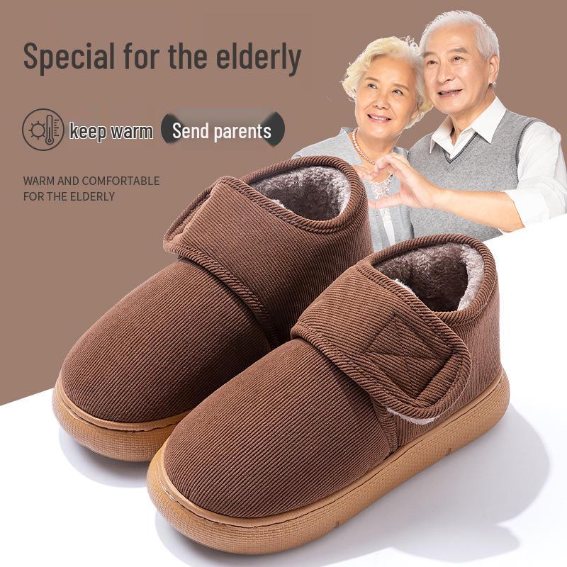 

Мужские домашние/уличные хлопковые тапочки - Осень/Зима Нескользящая толстая подошва, бархатно-теплые, издание 2025 Fits 39-40 темно-коричневого