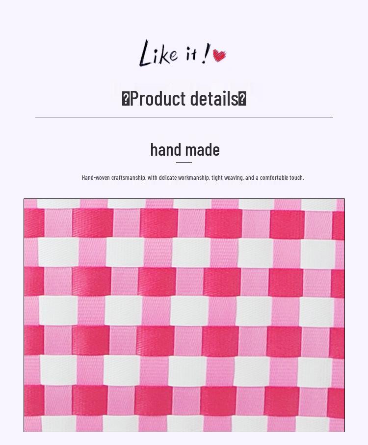 Children's Rainbow Plaid Woven Handbag - DIY Summer Bag for Vegetables & Fruits