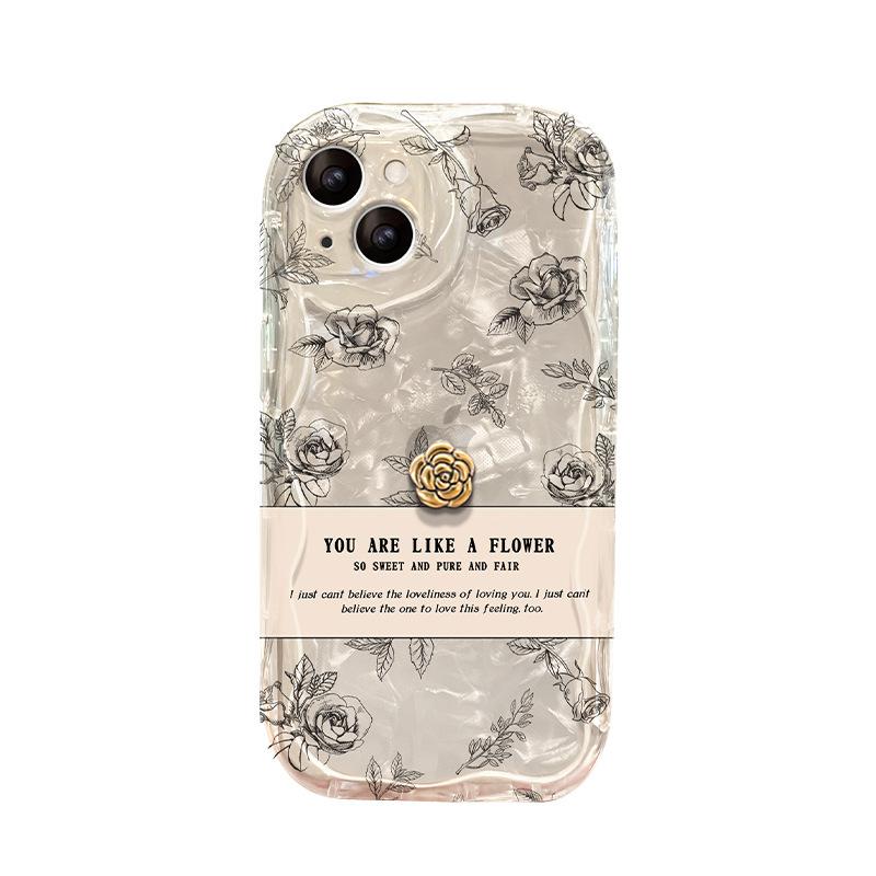 

Подходит для чехла для мобильного телефона Apple 15 IPhone 14promax/13 Трехмерная цепочка с розой 11/12 Прозрачный силикон Xr iPhone 6s Plus