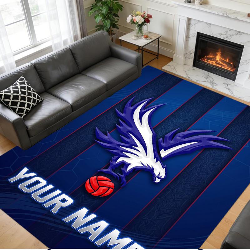Crystal Velvet Rug Custom Name Text, Soft Non Slip Floor Mat Home DecorCrystal Palace