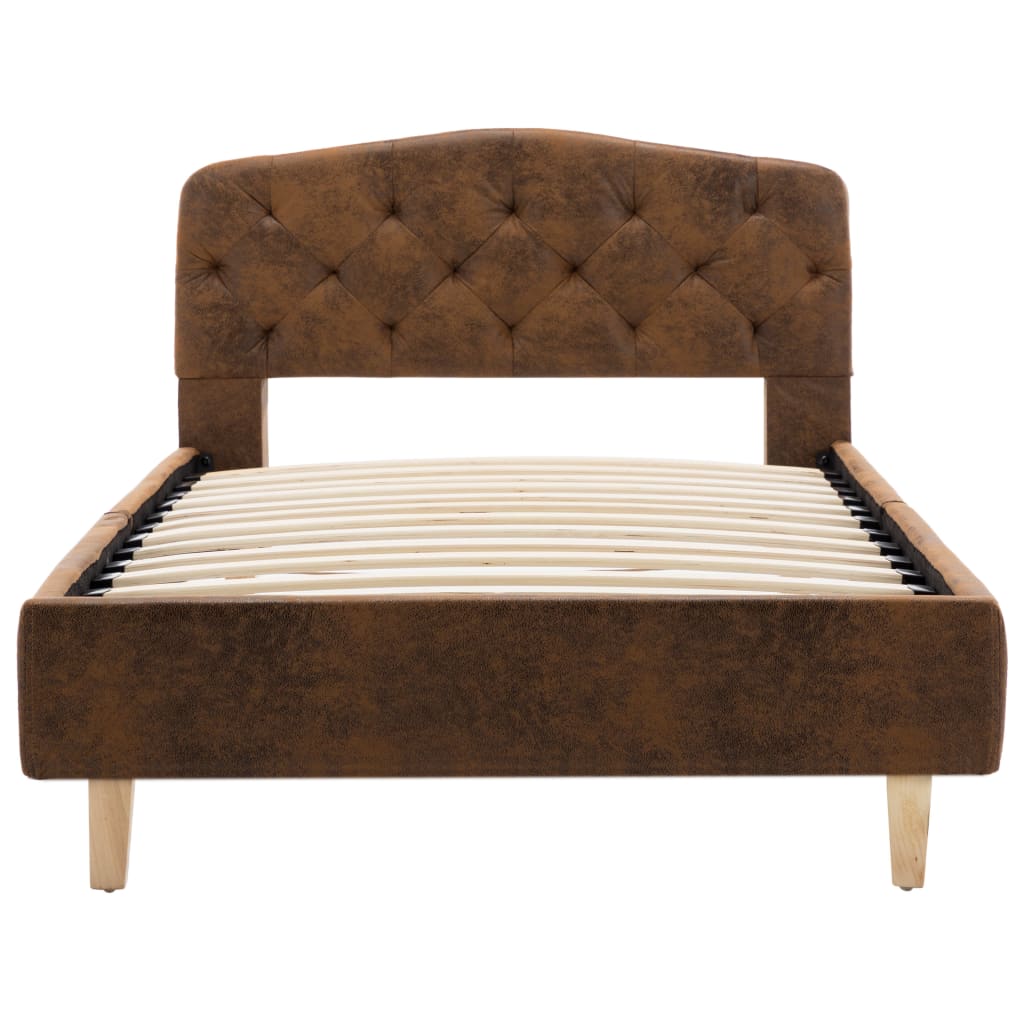 Brown Faux Suede Bed Frame 90 X 200 Cm