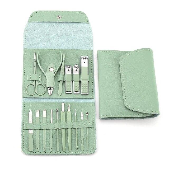 16pcs Nail Cutter Set Stainless Steel Nail Clippers Set With Folding Bag Manicure Cutter Kits Scissors Beauty Tool