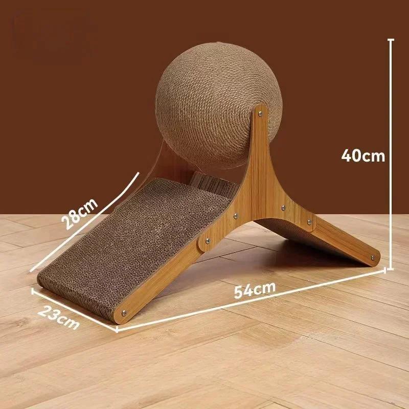 Solid Wood Wear Resistant Cat Scratcher 2-in-1 Sisal Scratching Ball Board Paw Grinding Toy For Home Cats Daily Pet Accessory