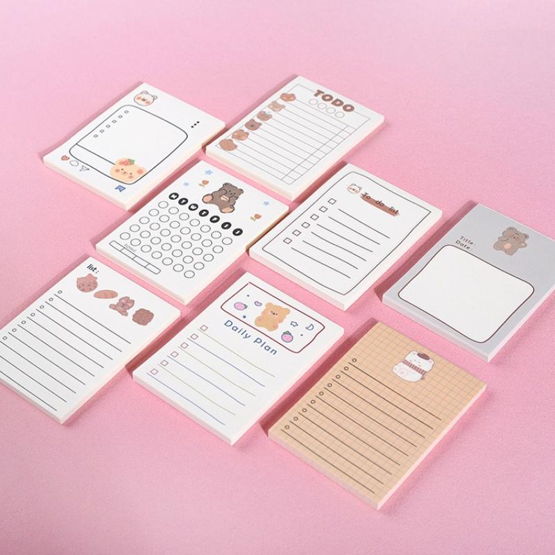 Kawai Stationery Bear Notebook 50 Page Small Portable Tearable and Adhesive Paper Lovely Office Student Plan Message Notes